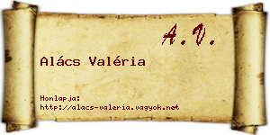 Alács Valéria névjegykártya