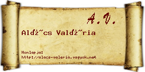 Alács Valéria névjegykártya